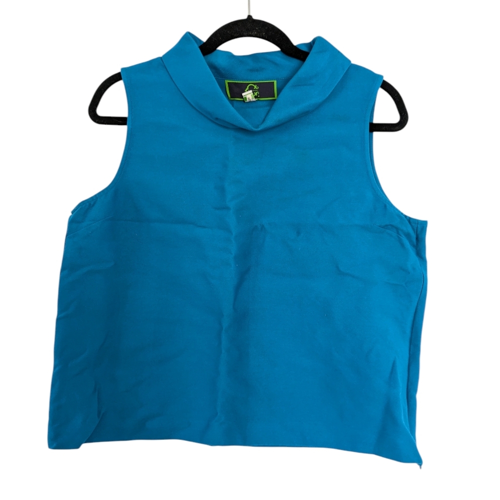 C Wonder by‎ Christian Women's Sleeveless Mock Neck Top Blue